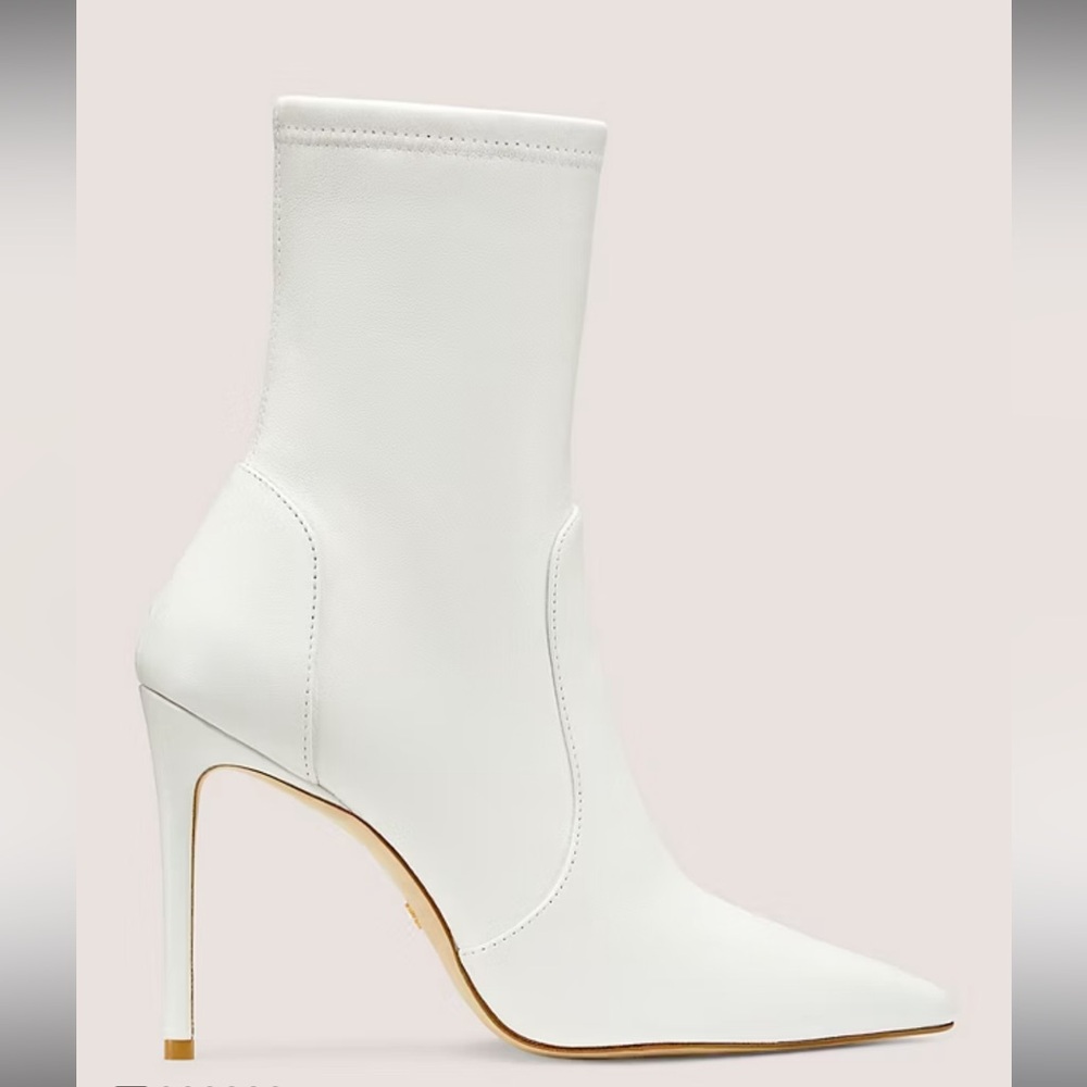 Stuart Weitzman White Heeled Boots with Stiletto Heel